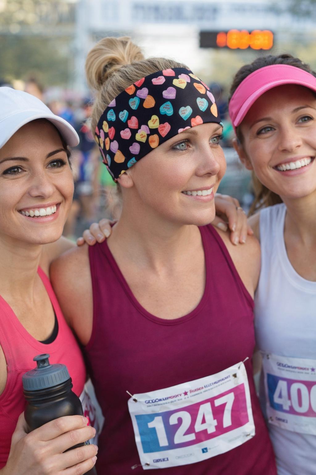 Candy Hearts Valentine’s Day Running Headband. Moisture-Wicking Headband, Non-Slip Athletic Headband. Wide Workout Sweatband.
