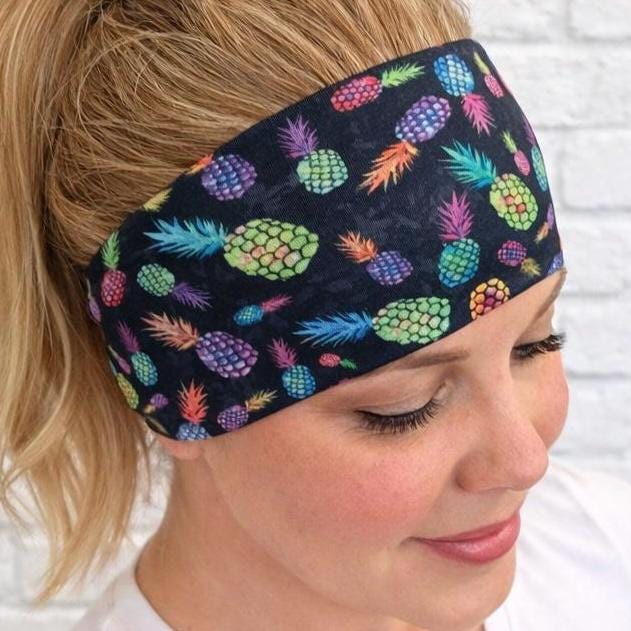 Pineapple moisture wicking, non slip, athletic headband, Running Headband, Nurse Headband. Womens workout headband. Yoga headband.Stand Tall