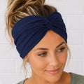 Navy Blue Wide Stretchy Headband, workout hair band non slip, nurse healthcare worker gift