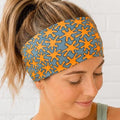 Orange Splat Moisture Wicking, non slip, athletic headband. Womens workout headband. Running headband.