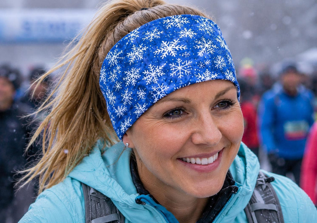 Snowflake Moisture Wicking Headband For Running. Non Slip Fitness Headband. Sweat Wicking Performance Headband for Women.