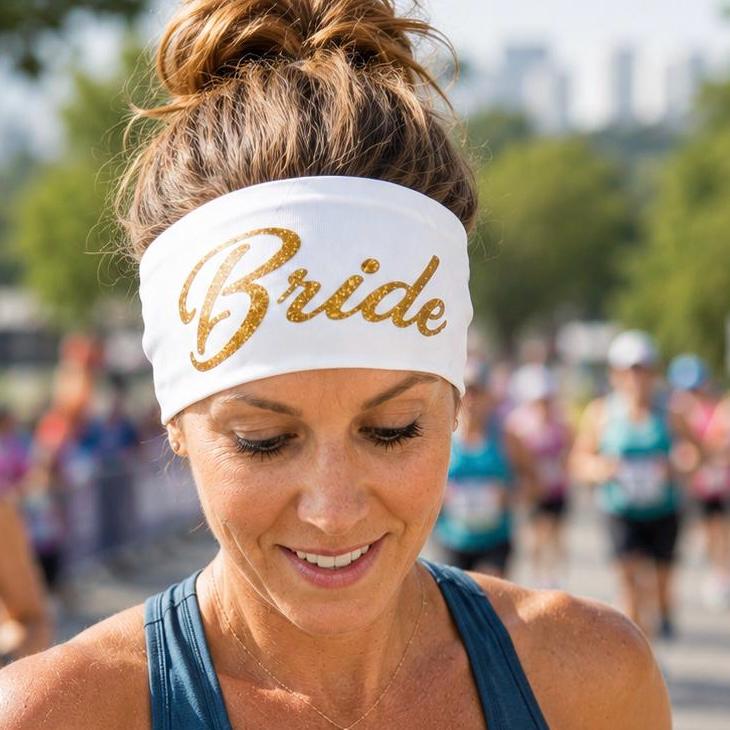 Bride Moisture Wicking Headband. Non Slip athletic headband. Bachelorette Party Running Headband. Gift for Future Bride. Bride to be Gift