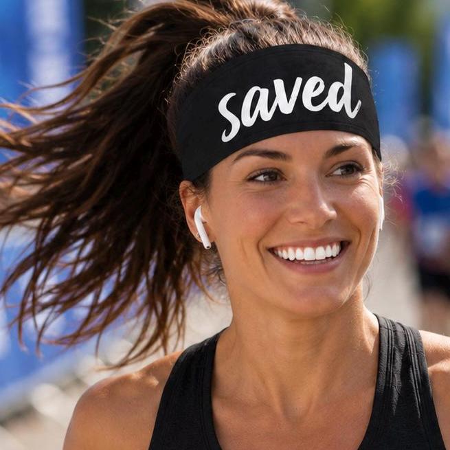 Christian Headband, Christian Running Headband. Baptism Inspirational Workout Headband, Non Slip Athletic Headband, Wide Fitness Headband