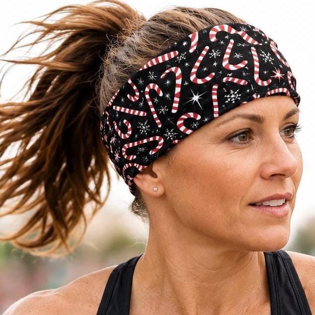 Candy Cane moisture wicking, non slip, athletic headband, Running Headband, Christmas Headband, Holiday Headband, Yoga Headband, Festive