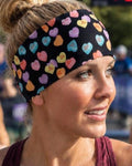 Candy Hearts Valentine’s Day Running Headband. Moisture-Wicking Headband, Non-Slip Athletic Headband. Wide Workout Sweatband.