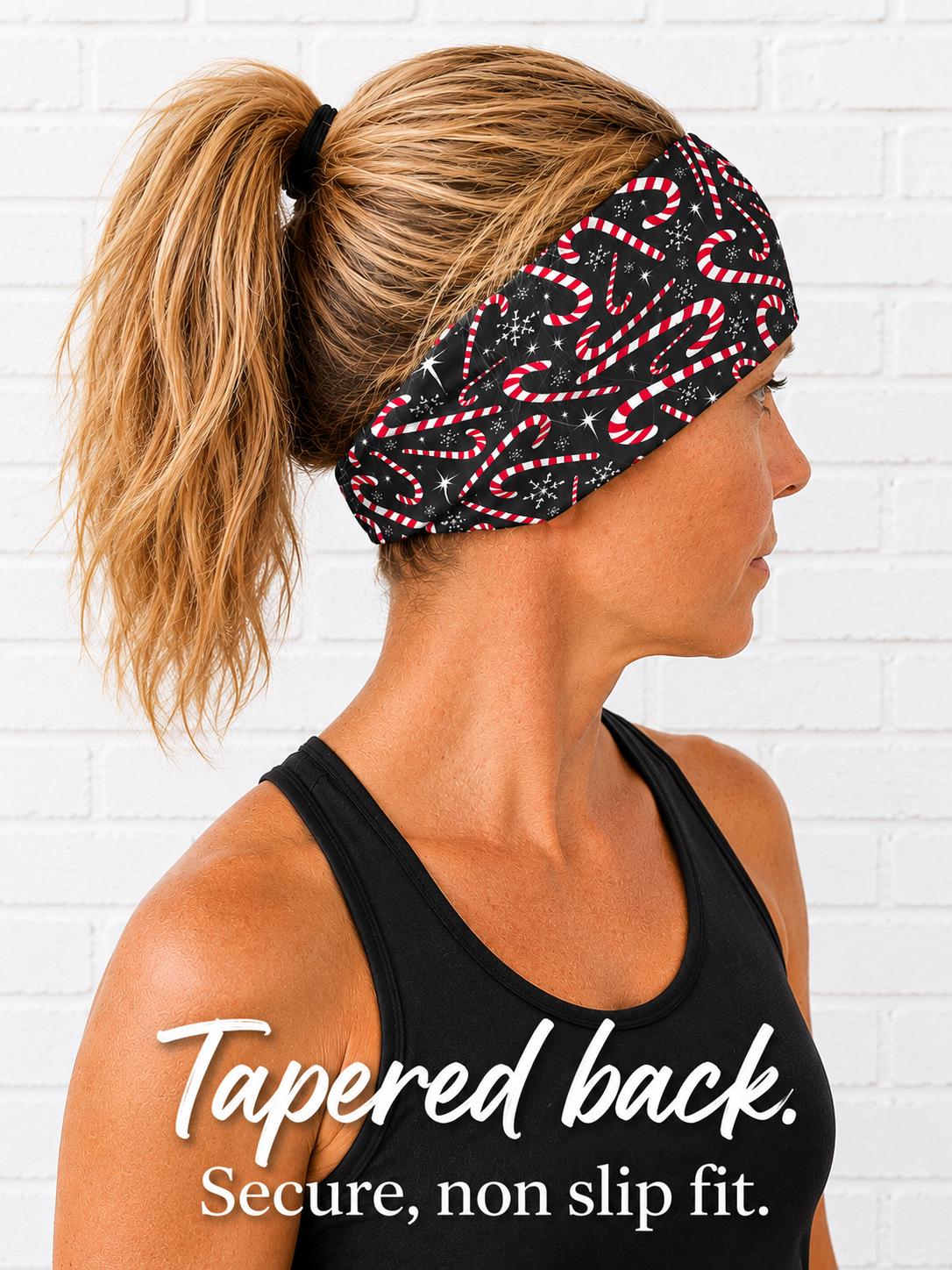 Candy Cane moisture wicking, non slip, athletic headband, Running Headband, Christmas Headband, Holiday Headband, Yoga Headband, Festive