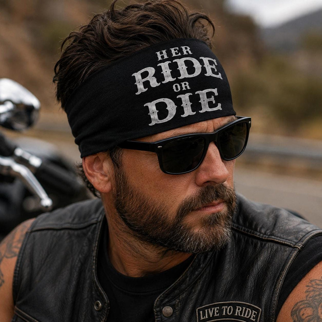 Biker Bling Headband. Motorcycle Moisture Wicking Headband, Headband Gift for Bikers. His Ride or Die Headband