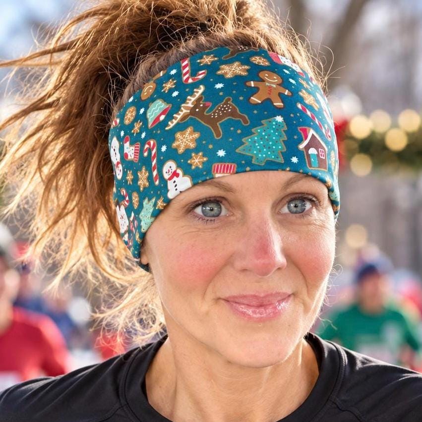 Christmas moisture wicking, non slip, athletic headband, Running Headband, Christmas Workout Headband. Holiday Headband. Runner Gift