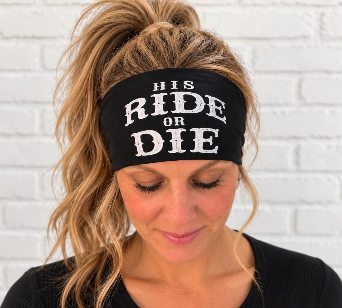 Biker Bling Headband. Motorcycle Moisture Wicking Headband, Headband Gift for Bikers. His Ride or Die Headband