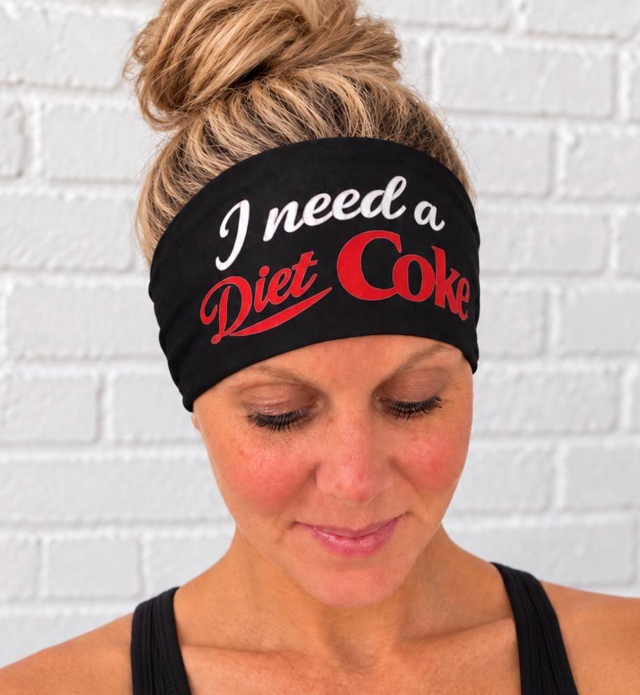 Diet Coke Moisture Wicking Headband. Non Slip athletic headband. Running Headband. Funny Workout Headband. Funny Runner Gift.