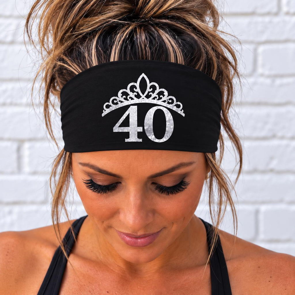 40th Birthday Headband. 40th Birthday Running Headband. Running Headband. Race Day Headband. Moisture Wicking Athletic Headband.