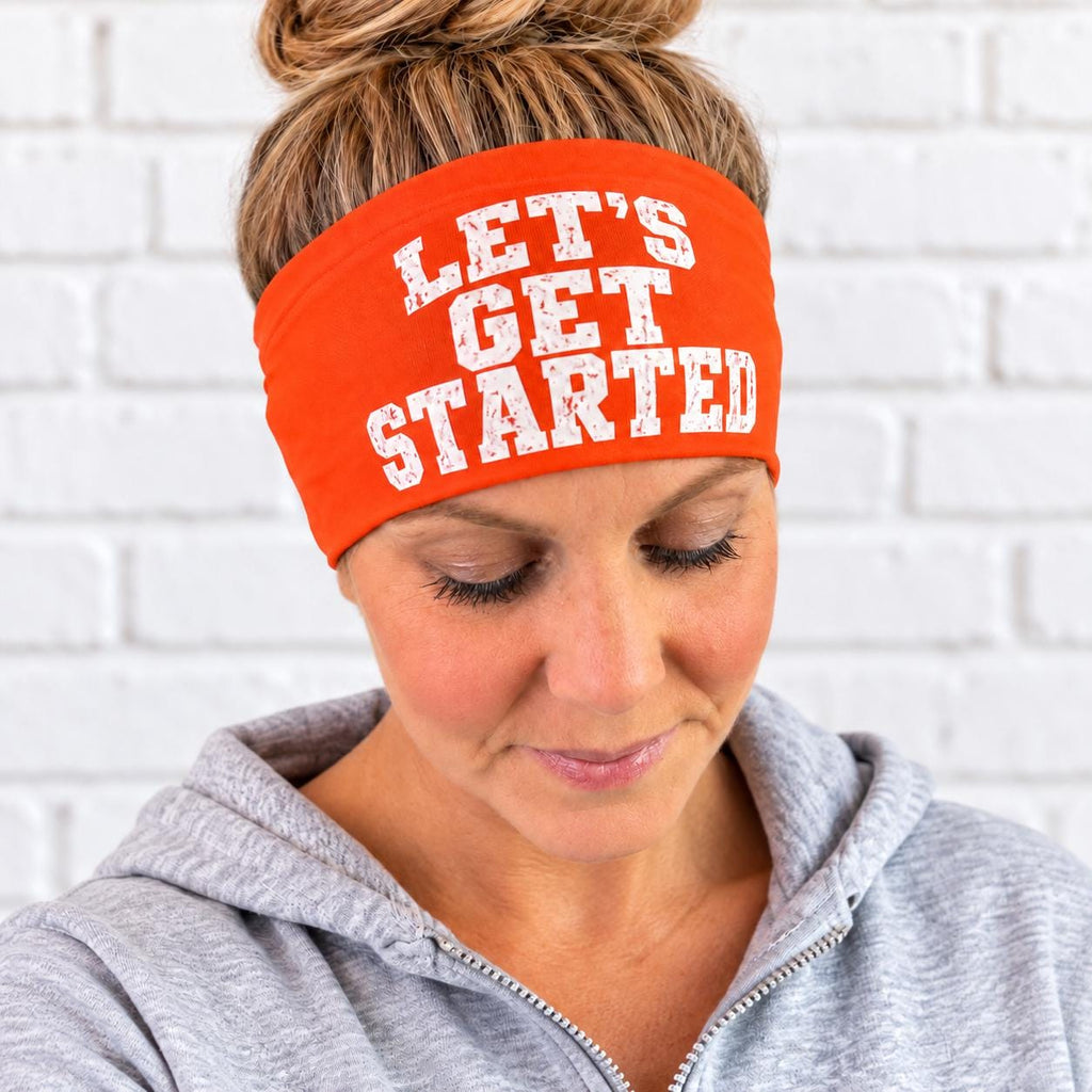 Motivational Headband. Coach Headband. Personal Trainer Headband. Moisture Wicking Orange Headband for Running. Wide Orange Workout Headband