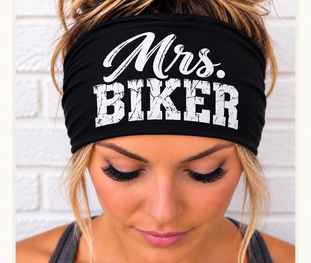 Biker Bling Headband. Motorcycle Moisture Wicking Headband, Headband Gift for Bikers. Bride Biker Headband. Wedding Day Biker Headband